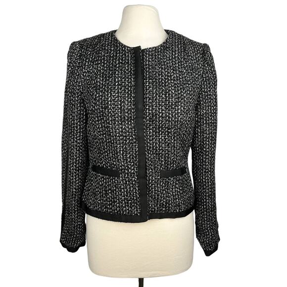 LARRY LEVINE | Black & White Tweed Snap Closure Jacket | Women's - Picture 1 of 10
